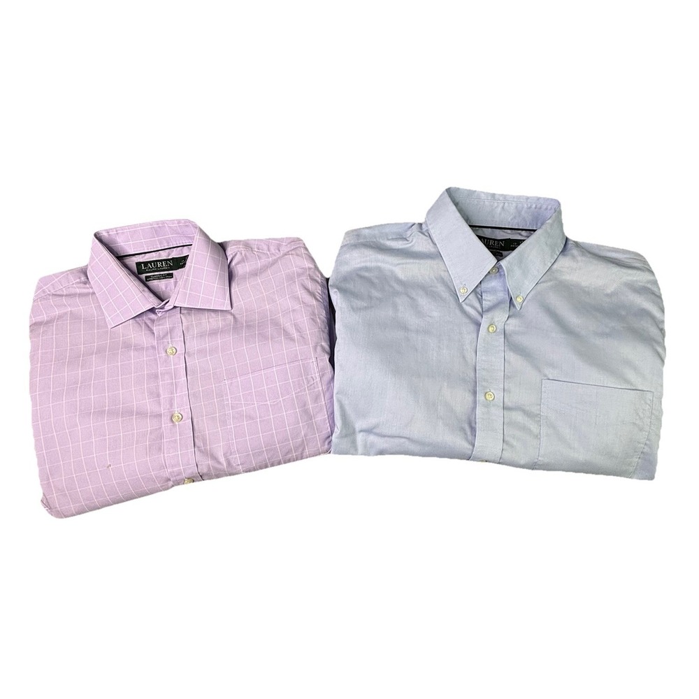Lauren Ralph Lauren Shirt Mens XL Lot 2 Purple Button Up Non Iron LRL Casual